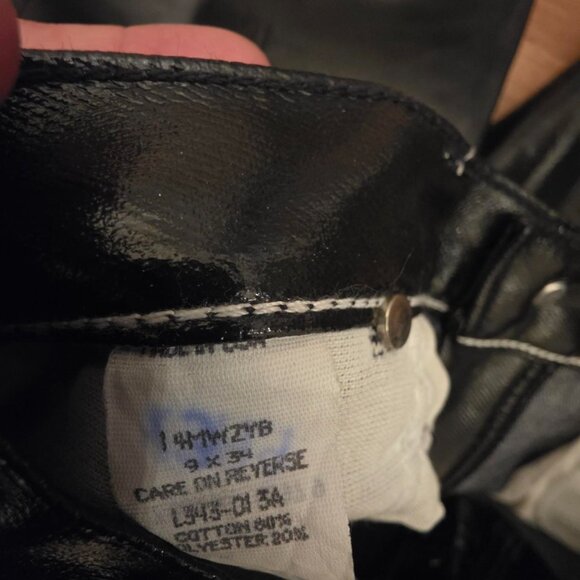 Wrangler Y2K glossy waxed biker jeans 🖤 made in USA leather-look pants - Picture 6 of 8